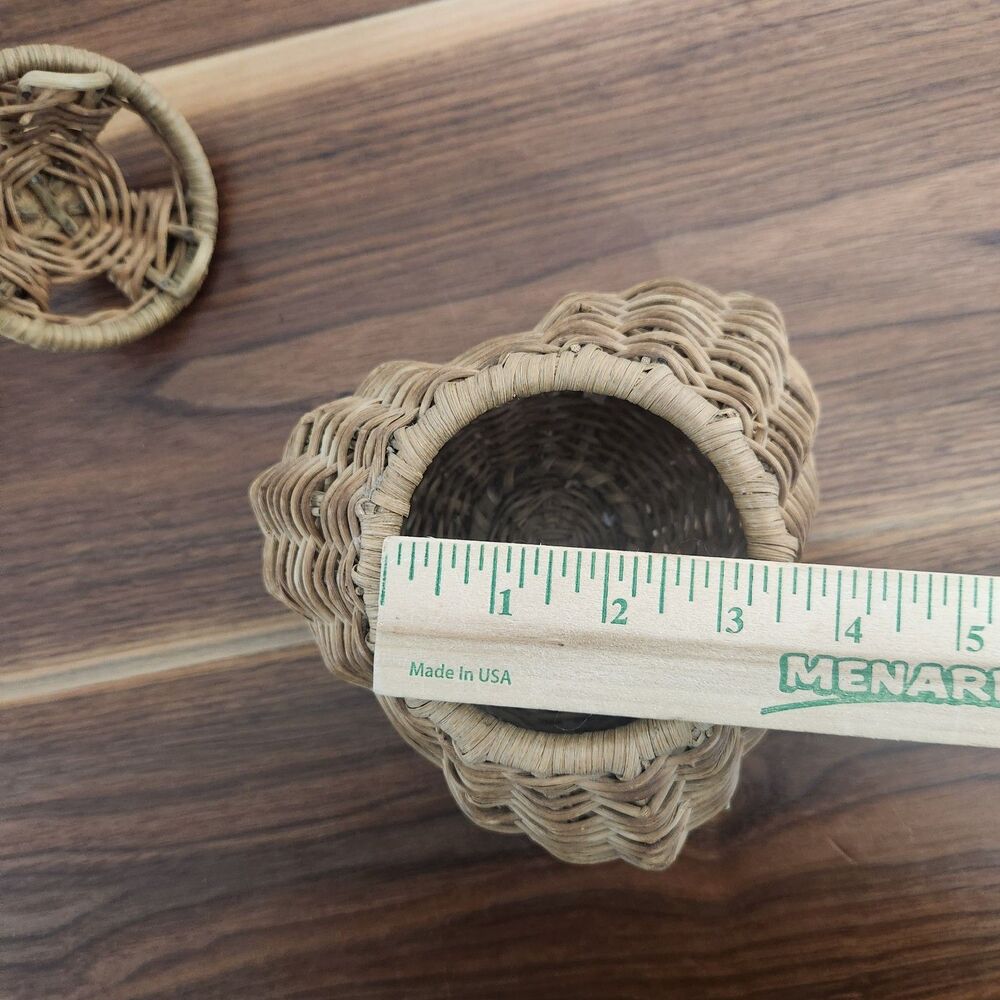 Antique Primitive Buttock Basket With Lid Snake Charmer Fisherman Garlic Vintage - Picture 11 of 14